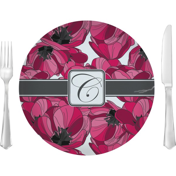 Custom Tulips Glass Lunch / Dinner Plate 10" (Personalized)