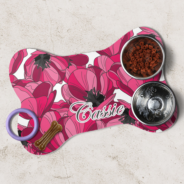 Tulips Dog Bone Shaped Mat Lifestyle