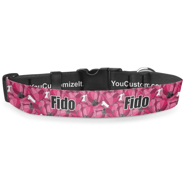 Custom Tulips Deluxe Dog Collar - Small (8.5" to 12.5") (Personalized)