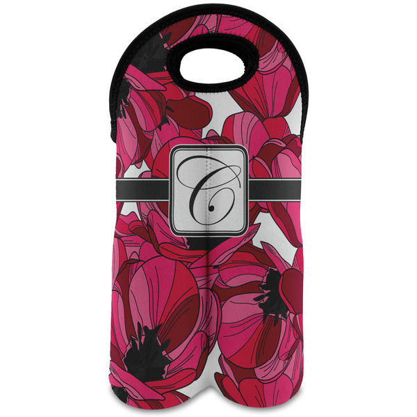 Custom Tulips Wine Tote Bag (2 Bottles) (Personalized)