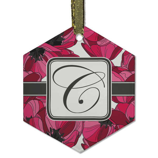 Tulips Frosted Glass Ornament - Hexagon