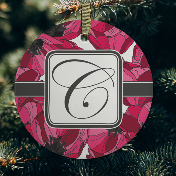 Tulips Frosted Glass Ornament - Round (Lifestyle)