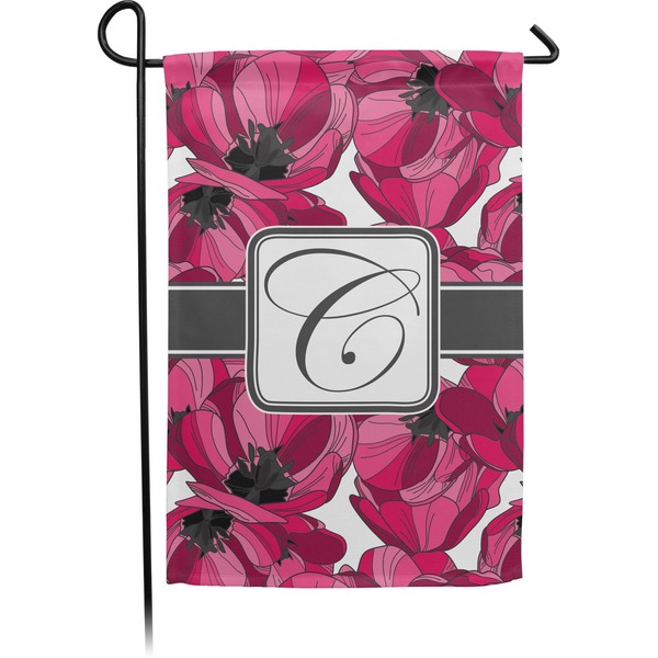 Custom Tulips Small Garden Flag - Double Sided w/ Initial