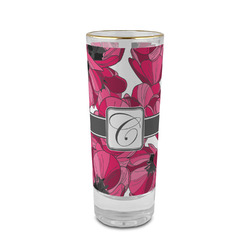 Tulips 2 oz Shot Glass -  Glass with Gold Rim - Set of 4 (Personalized)