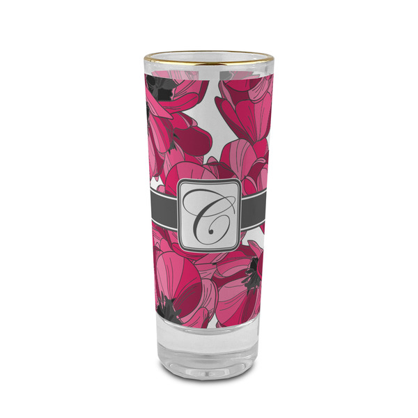 Custom Tulips 2 oz Shot Glass - Glass with Gold Rim (Personalized)