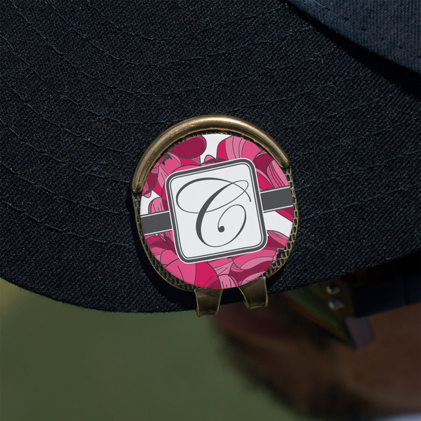 Tulips Golf Ball Marker Hat Clip - Gold - On Hat