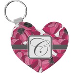 Tulips Heart Plastic Keychain w/ Initial