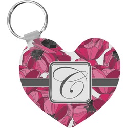Tulips Heart Plastic Keychain w/ Initial