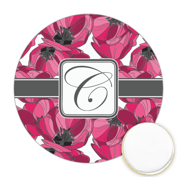 Custom Tulips Printed Cookie Topper - Round (Personalized)
