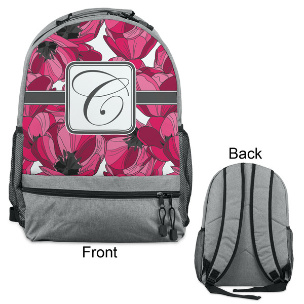Tulips Large Backpack - Gray - Front & Back View