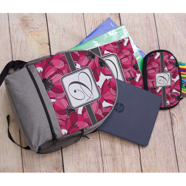 Tulips Large Backpack - Gray - With Stuff