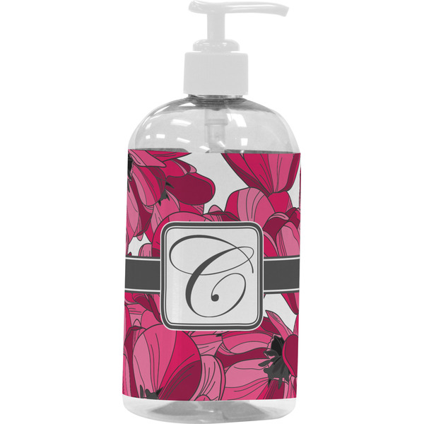 Custom Tulips Plastic Soap / Lotion Dispenser (16 oz - Large - White) (Personalized)