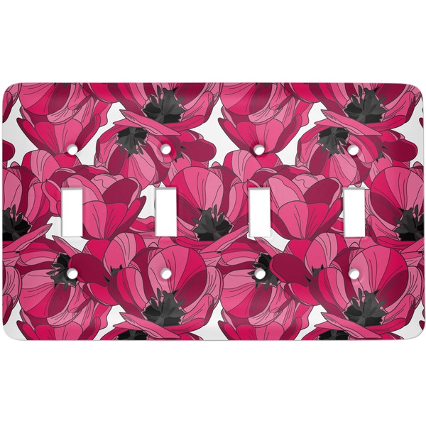 Custom Tulips Light Switch Cover (4 Toggle Plate)