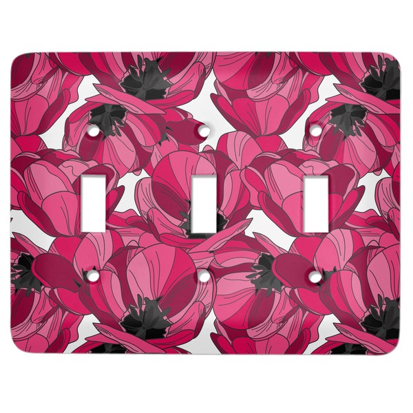 Custom Tulips Light Switch Cover (3 Toggle Plate)