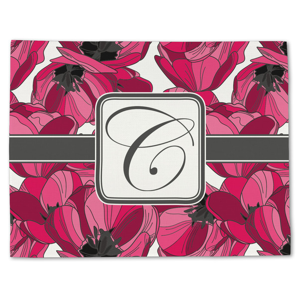 Custom Tulips Single-Sided Linen Placemat - Single w/ Initial