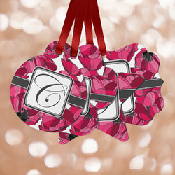 Tulips Metal Ornaments - Double Sided w/ Initial