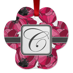 Tulips Metal Paw Ornament - Double Sided w/ Initial