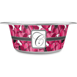 Tulips Stainless Steel Dog Bowl - Large (Personalized)