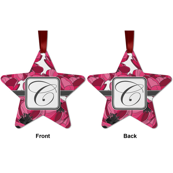 Tulips Metal Star Ornament - Front and Back
