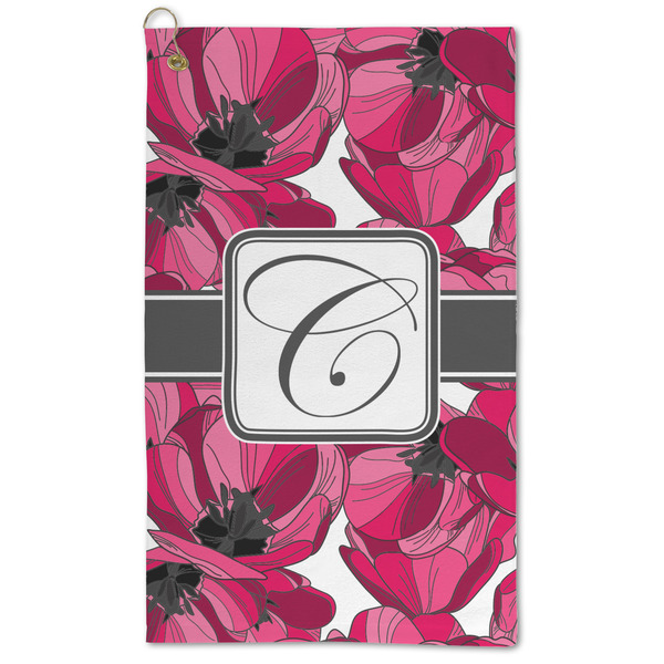 Custom Tulips Microfiber Golf Towel (Personalized)