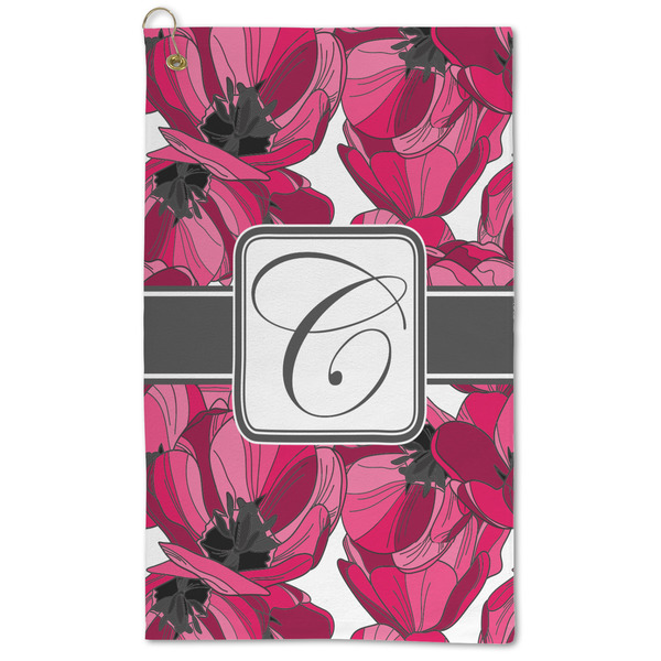 Custom Tulips Microfiber Golf Towel (Personalized)