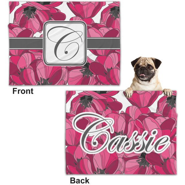 Tulips Microfleece Dog Blanket - Regular - Front & Back