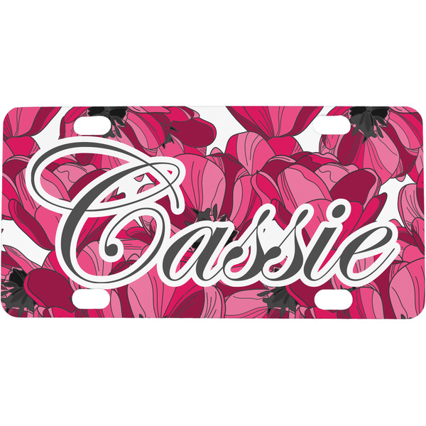 Custom Tulips Mini / Bicycle License Plate (4 Holes) (Personalized)