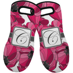Tulips Neoprene Oven Mitts - Set of 2 w/ Initial