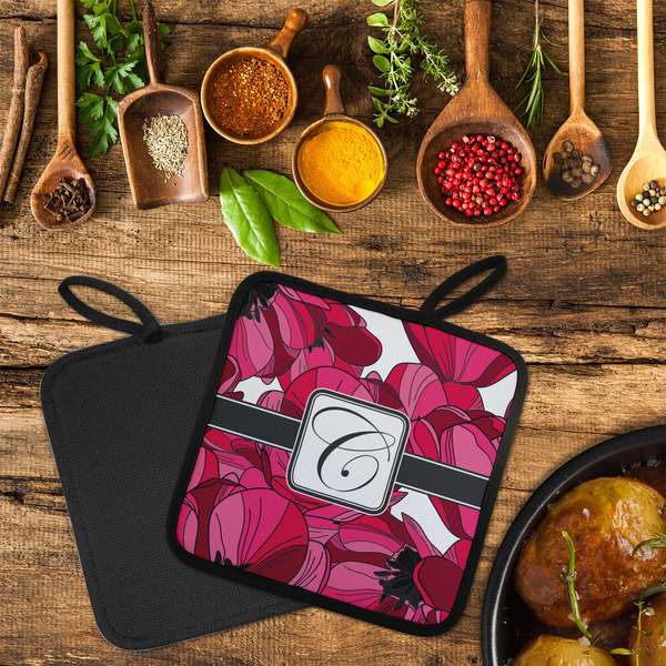 Tulips Neoprene Pot Holder - Set of 2  LIFESTYLE (Flatlay)