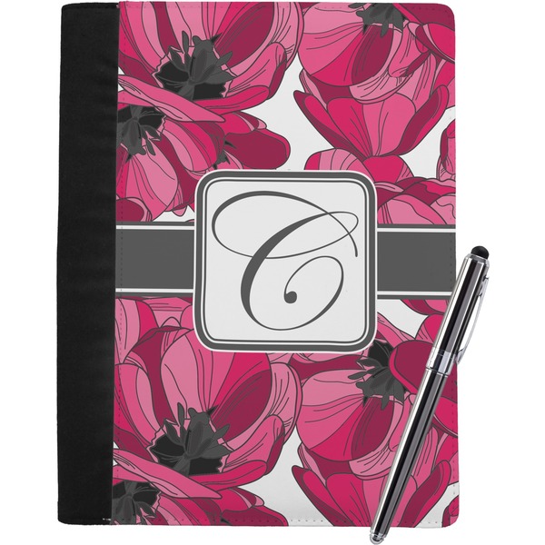 Custom Tulips Notebook Padfolio - Large w/ Initial