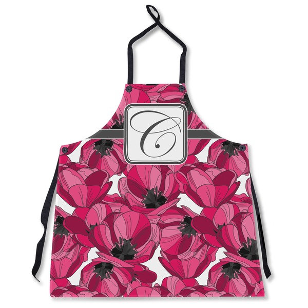 Custom Tulips Apron Without Pockets w/ Initial