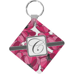 Tulips Diamond Plastic Keychain w/ Initial