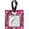 Tulips Plastic Luggage Tag - Square w/ Initial