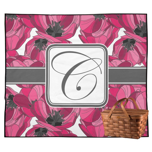 Custom Tulips Outdoor Picnic Blanket (Personalized)