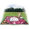 Tulips Picnic Blanket - with Basket Hat and Book - in Use