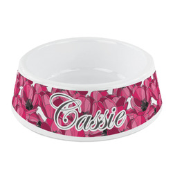Tulips Plastic Dog Bowl - Small (Personalized)