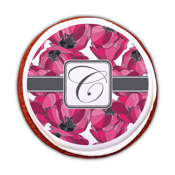 Tulips Printed Icing Circle - Medium - On Cookie