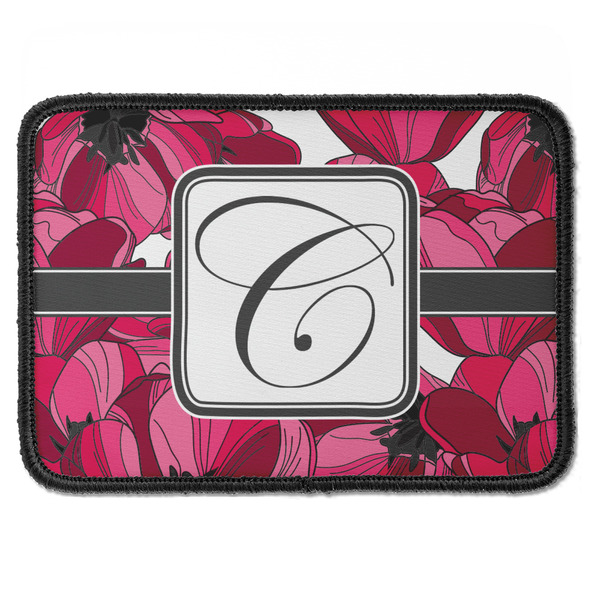 Custom Tulips Iron On Rectangle Patch w/ Initial