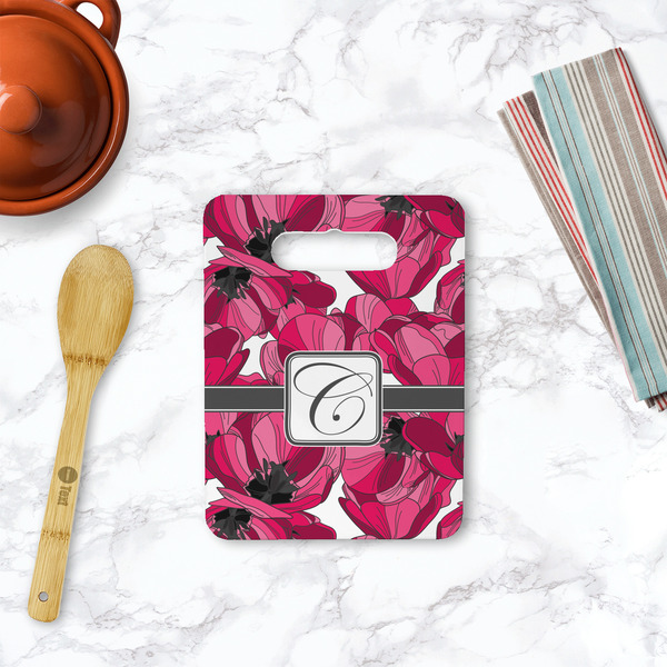 Tulips Rectangle Trivet with Handle - LIFESTYLE