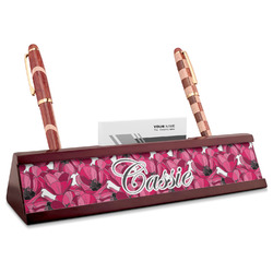 Tulips Red Mahogany Nameplate with Business Card Holder (Personalized)