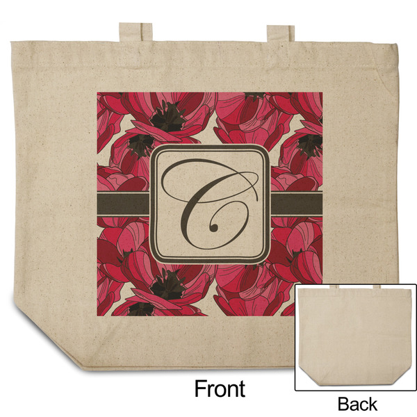 Tulips Reusable Cotton Grocery Bag - Front & Back View
