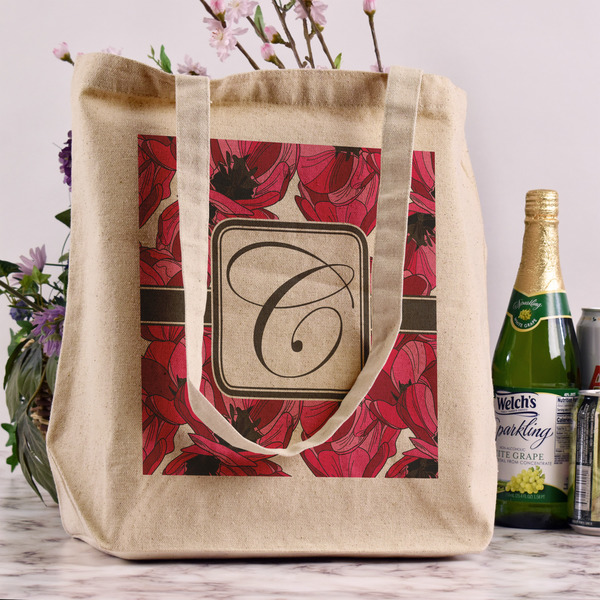 Tulips Reusable Cotton Grocery Bag - In Context