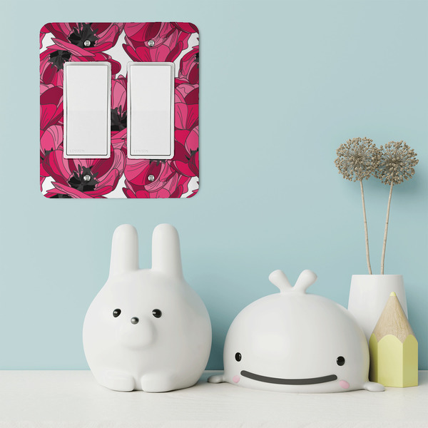 Tulips Rocker Light Switch Covers - Double - IN CONTEXT
