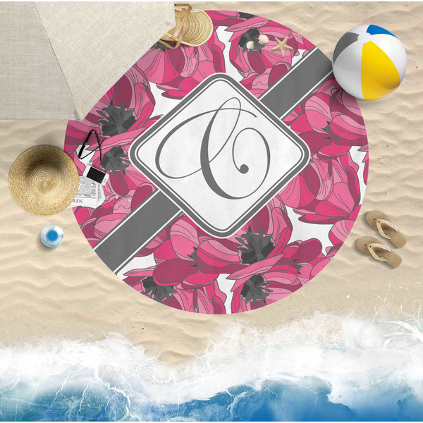 Tulips Round Beach Towel Lifestyle