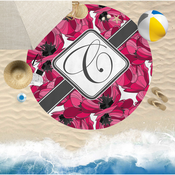 Tulips Round Beach Towel Lifestyle