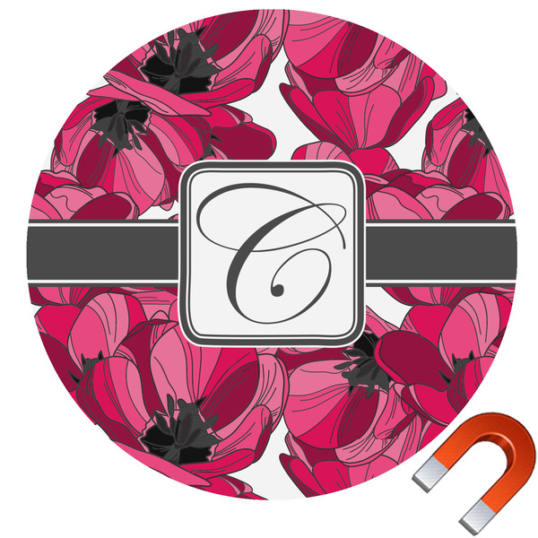 Custom Tulips Round Car Magnet - 6" (Personalized)