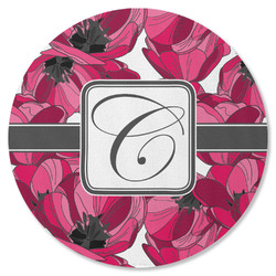 Tulips Round Rubber Backed Coaster (Personalized)