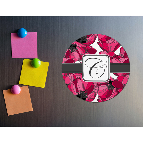 Tulips Round Fridge Magnet - LIFESTYLE