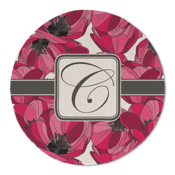 Custom Tulips Round Linen Placemat (Personalized)
