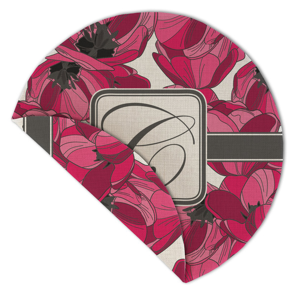 Tulips Round Linen Placemats - Front (folded corner double sided)